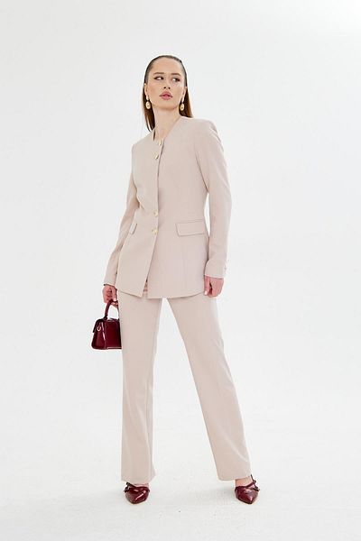 LOVELF Gold Buttoned Square Collar Suit Beige
