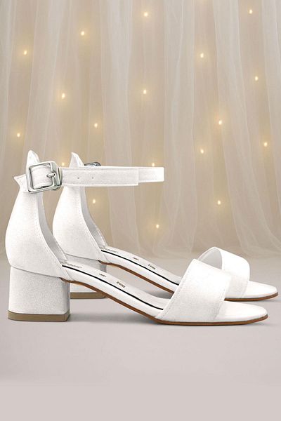 hapshoe Lilo Glittery White Single Strap Girls' Heeled Evening Dress Shoes