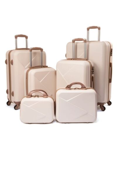 LİMRA Modern Design 6-Piece Beige Luggage Set with Wheels