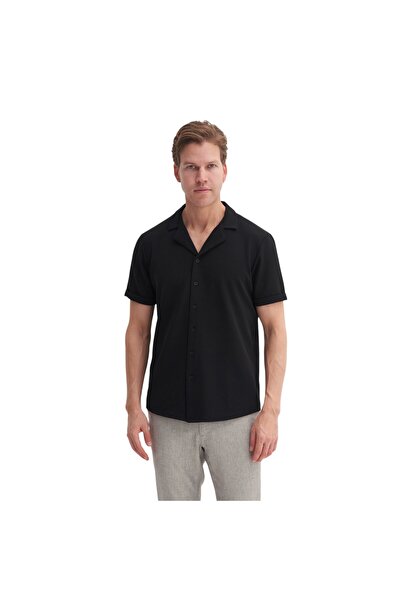 Cazador Slim Fit Dar Kesim Kalın Kısa Kol Gömlek