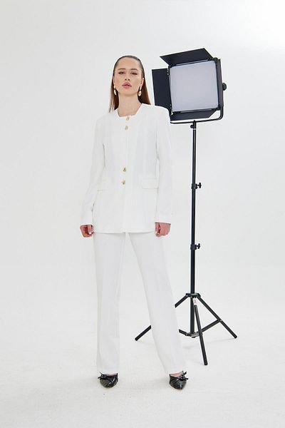 LOVELF Gold Buttoned Square Collar Suit Ecru