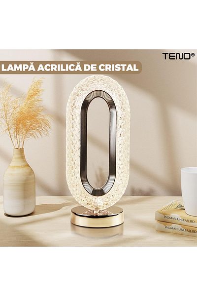 Teno Teno® Crystal LED Ambient Lamp, oval shape, portable, tactile, USB-C charging