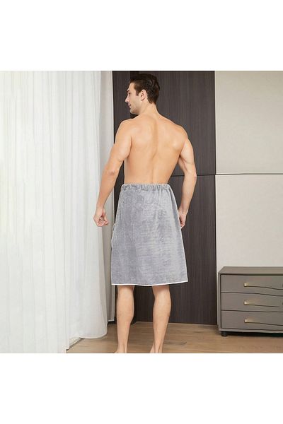 miraza Men's Microfiber Bath Towel Quick Drying Absorbent With Pocket and Adjustable Elastic Staples