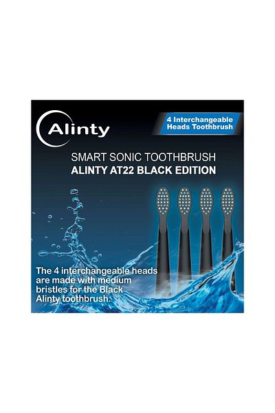 Alinty Set of 4 Refills for Sonica At22 Toothbrush, Black Edition