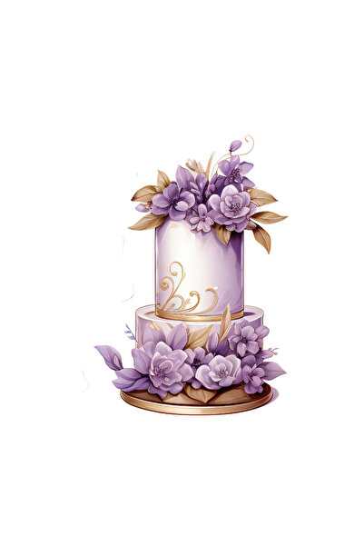 INOVATIX Set de 8 piese, Autocolant tort cu două etaje și flori la bază, INOV...