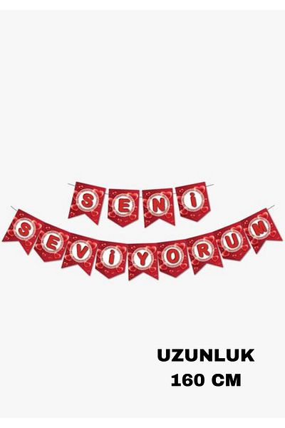 Baloncu Dede I Love You Written Banner Lover Special Day Birthday Marriage Proposal Year Anniversary Ornament Supplies