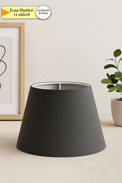 Eslight Antrasit Kumaş Abajur Başlığı 22 cm T33
