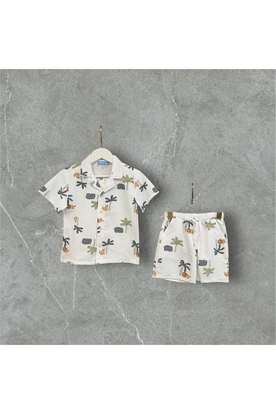 markamodi Special Design Digitally Printed Apaş Collar Shirt Boy's Suit