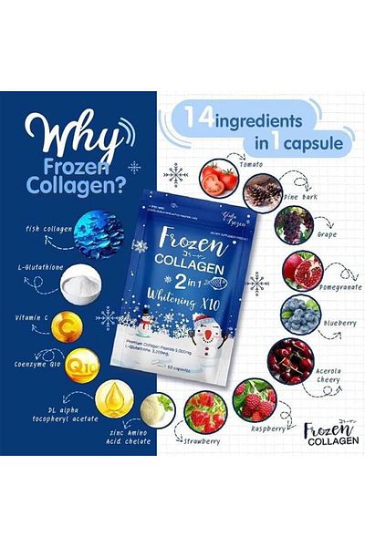 Frozen Kairvi Frozen Collagen 2-in-1 Whitening X10 – Glutathione & Collagen Capsules with Vitamin C, Zinc
