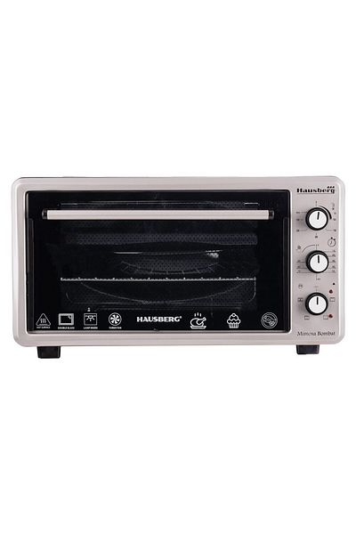 Hausberg Electric Fan Oven HB-8015, 1800 W, Double Glass, 48L, Timer, 5 Programs, 250 degrees, Stainless Steel