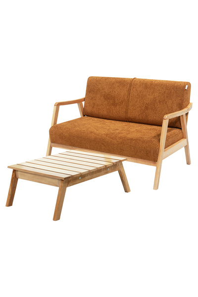 Zem Favela Bohem Çay Seti Natürel Ahşap, Hardal (1 ADET İKİLİ BERJER 1 ADET S...