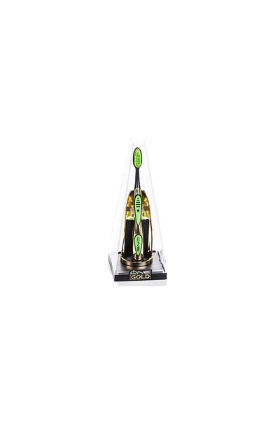 One Gold 24k Gold Plated Toothbrush, 3 Refills, Green, Made In Italy, Limited Edition