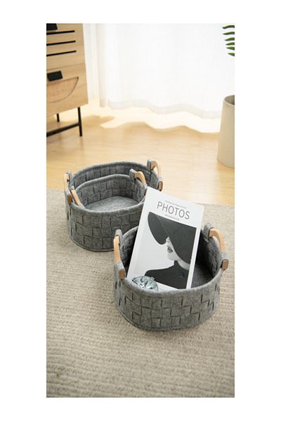 HONEYBEE 3-Piece Sturdy Open Top Design Storage Basket Set with Handle
