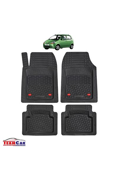 TEAMCAR Covorașe auto tip tavă compatibile cu Chevrolet Spark (2005–2010), negre, material durabil