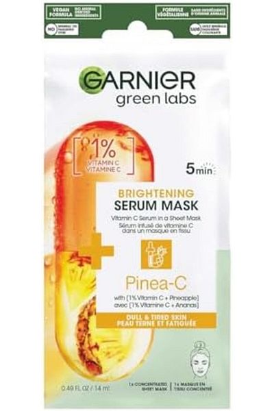 Garnier Pinea-C Brightening Serum Mask 5 Minute Sheet Mask with Vitamin C + Pineapple