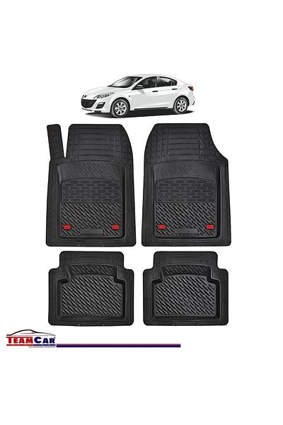 TEAMCAR Covorașe auto tip tavă compatibile cu Mazda 3 II (2009–2013), negre, material durabil