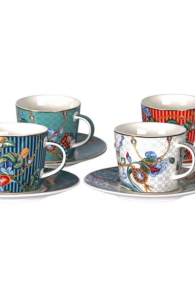 Lucky Art Chantelle Bone 4-Piece Coffee Cup Set