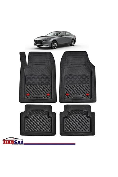 TEAMCAR Covorașe auto tip tavă compatibile cu Mazda 3 IV (2019), negre, material durabil