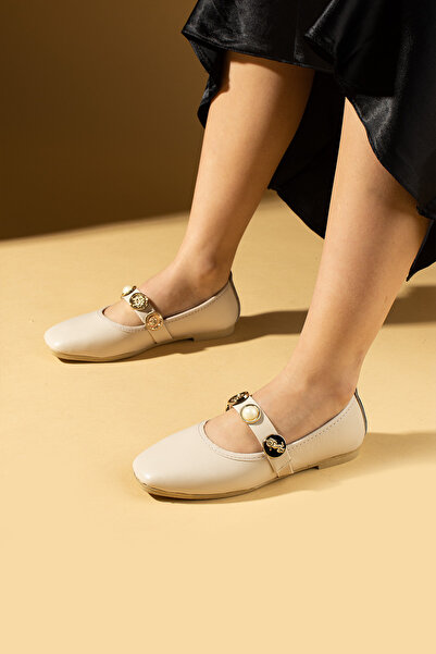 WMİLANO حذاء نسائي مسطح باللون البيج مزود بإبزيم وخفيف الوزن ونعل مريح وأنيق ...