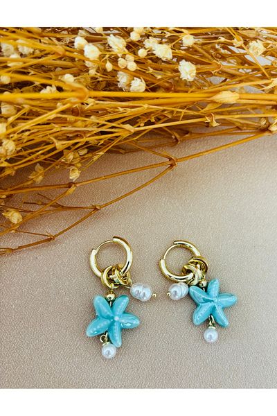 Markiz Takı Sea Series Colorful Earrings / Mussel and Star