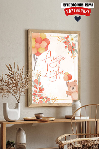 Personalized with Wooden Frame Look (WE WRITE THE NAME YOU SEND) Mdf Table 20x30 Cm - Model 5