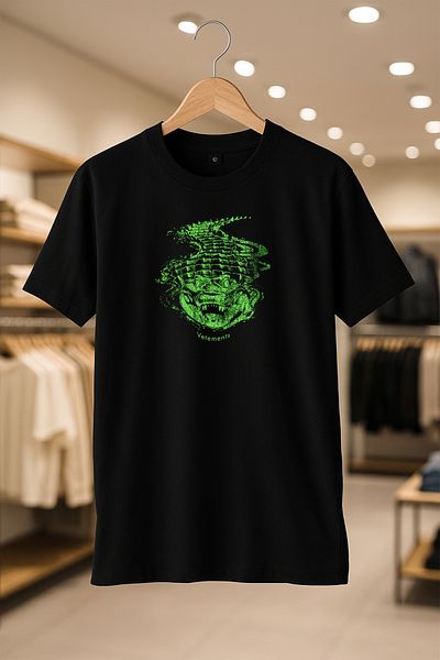 SELF CONTROL Vetements Crocodile Printed Oversize Unisex 100% βαμβακερό μπλουζάκι με αναπνεύσιμο χοντρό ύφασμα