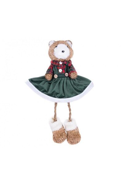 Strend Pro Christmas decoration, teddy bear in green dress, 17x14x26 cm