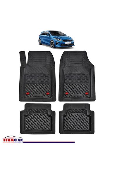 TEAMCAR ® Car Mats Tray Type Compatible Kia Ceed Iii (2018 ) Black Durable Material