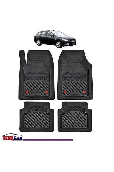 TEAMCAR Covorașe auto tip tavă compatibile cu Mazda 6 II (2008–2012), negre, material durabil