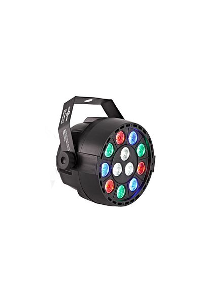 IBIZA Mini proiector LED Par, RGBW, 12x1W, DMX, automat, controlat prin muzică sau master/slave