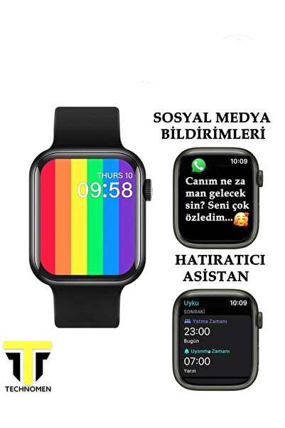 TECHNOMEN Akıllı Saat Plus Kablosuz Kulaklık Ikili Siyah Set