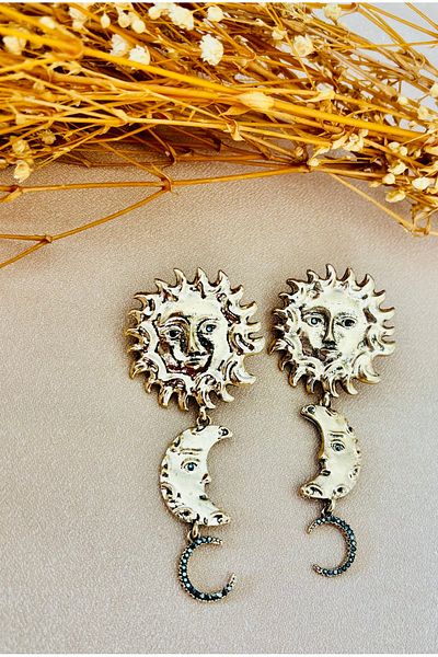 Markiz Takı Brand Sun Moon Earrings 9 cm