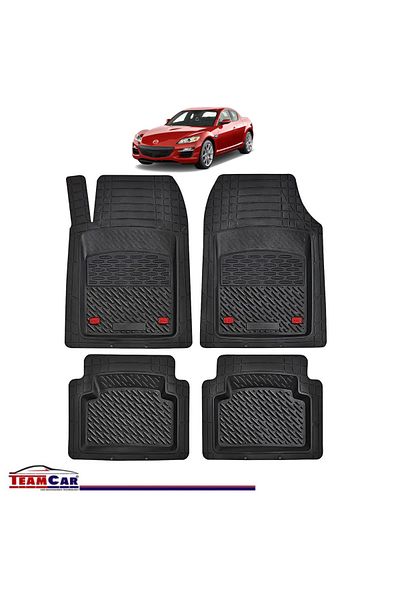 TEAMCAR ® Car Mats Tray Type Compatible Mazda Rx-8 (2003–2012) Black Durable Material