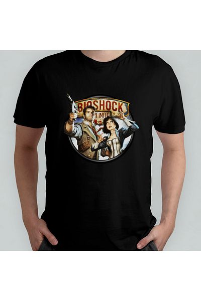 Pixxa Bioshock Infinite Unisex 100% Cotton Crew Neck T-Shirt Model 2