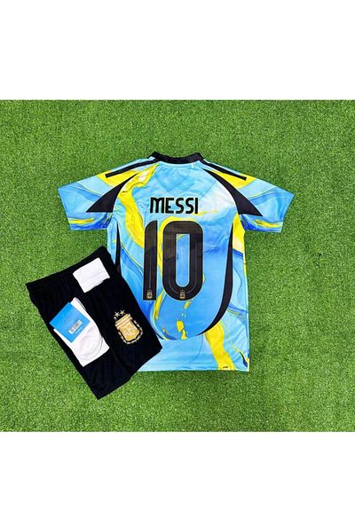 DAYIBALI DÜKKAN Dayibali Argentina Messi 2024/25 Short Sleeve Blue Yellow Special Concept Jersey Set of 4