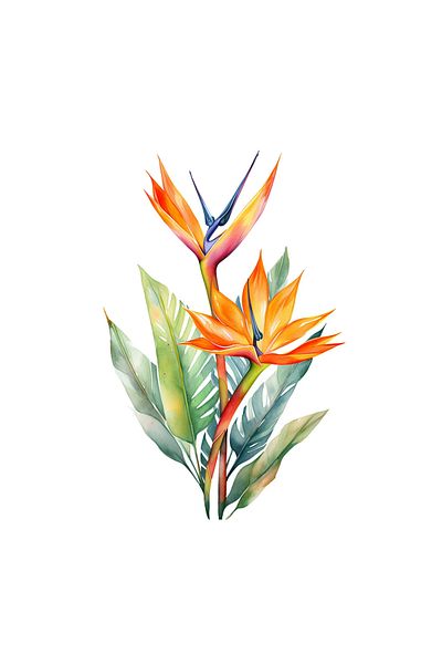 INOVATIX Set de 8 piese, autocolant Strelitzia pasărea paradisului, INOVATIX®. 6 cm