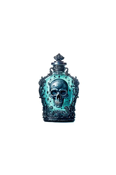 INOVATIX Set of 8 pieces, Sticker Wine bottle with skull and magic potion, INOVATIX®. 6 cm