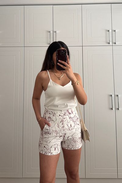 Güneş Patterned High Waist Shorts – Summer Cotton Fabric