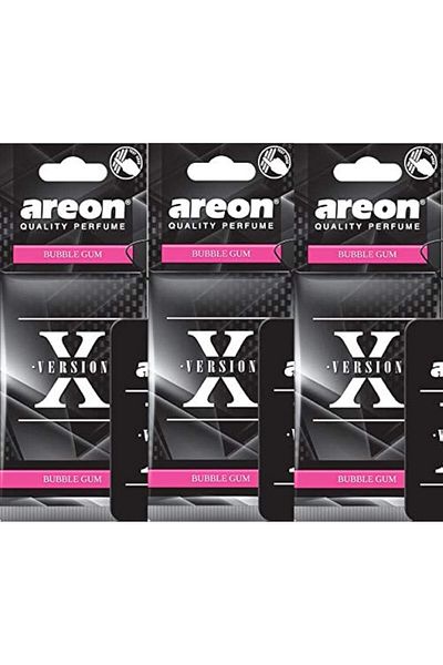 Areon X Car Air Freshener Bubble Gum Scent - Black Hanging Pendant Mirror Perfume Dispenser - Cardbo