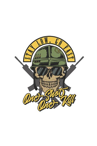 INOVATIX Set of 8 pieces, Sticker Stay low go fast One shot one kill, INOVATIX®. 6 cm
