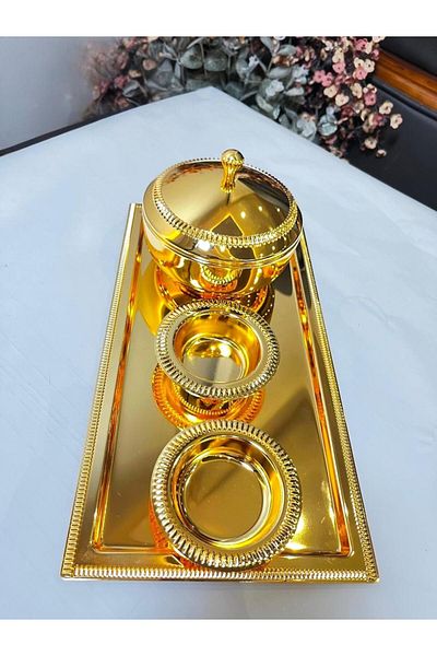 aljahwari Date set with tabsi, water plate and large golden plate