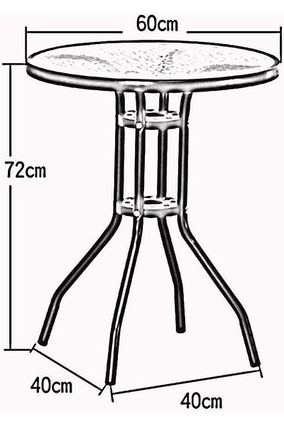 Generic Stylish Round Patio Table with Tempered Glass Top and Durable Metal Frame (BLACK)