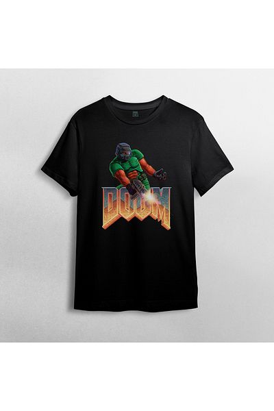 Pixxa Doom Unisex 100% Cotton Crew Neck T-Shirt Model 1