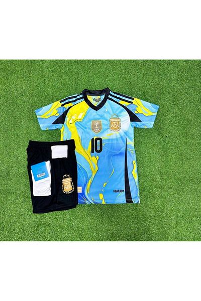 DAYIBALI DÜKKAN Dayibali Argentina Messi 2024/25 Short Sleeve Blue Yellow Special Concept Jersey Set of 4