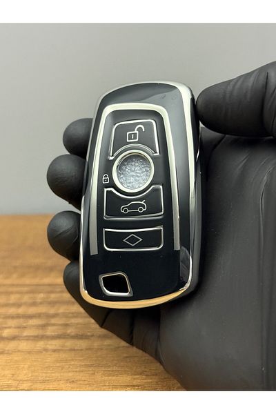 Luxe Aksesuarr Bmw Smart F30 F32 F10 F20 Compatible 4 Button Silicone Key Protection Case Black Silver Color