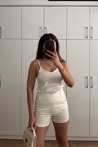 Güneş Patterned High Waist Shorts – Summer Cotton Fabric