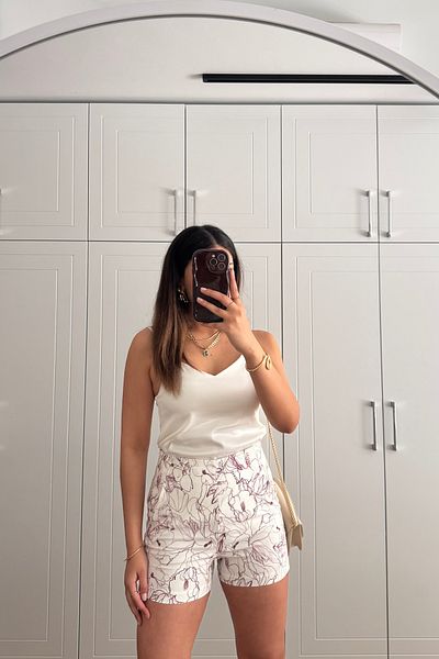 Güneş Patterned High Waist Shorts – Summer Cotton Fabric