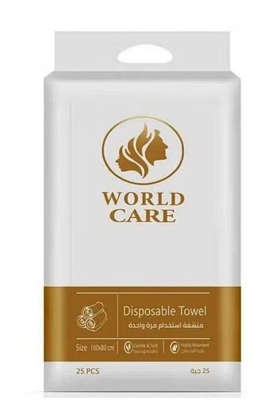 WORLD CARE Disposable Towel 160x80cm Highly Absorbent Gentle and Soft 25 Pieces