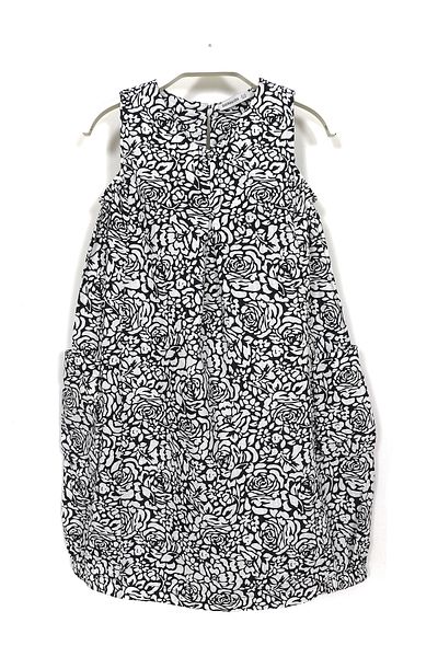 DobaKids Patterned Strap Combed Cotton Girl's Summer Balloon Dress Black White 3-14 Years Beach Dress