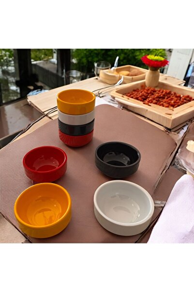 BARITCIOGLU Snack Bowl Sauce Bowl Mezelik Presentation Sauce Bowls 4Pcs Colorful Break-Resistant Porelin